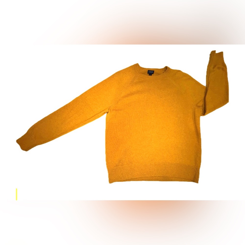 J.Crew Mens Crew Neck Pullover Sweater Sz.Large/Yellow-Gold/Lambs Wool Blend